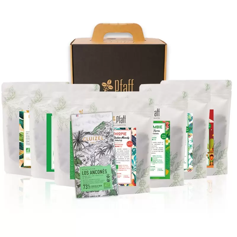 Coffret Café : Nos Cafés Biologiques - 7x250gr 1 Coffret Café : Nos Cafés Biologiques - 7x250gr