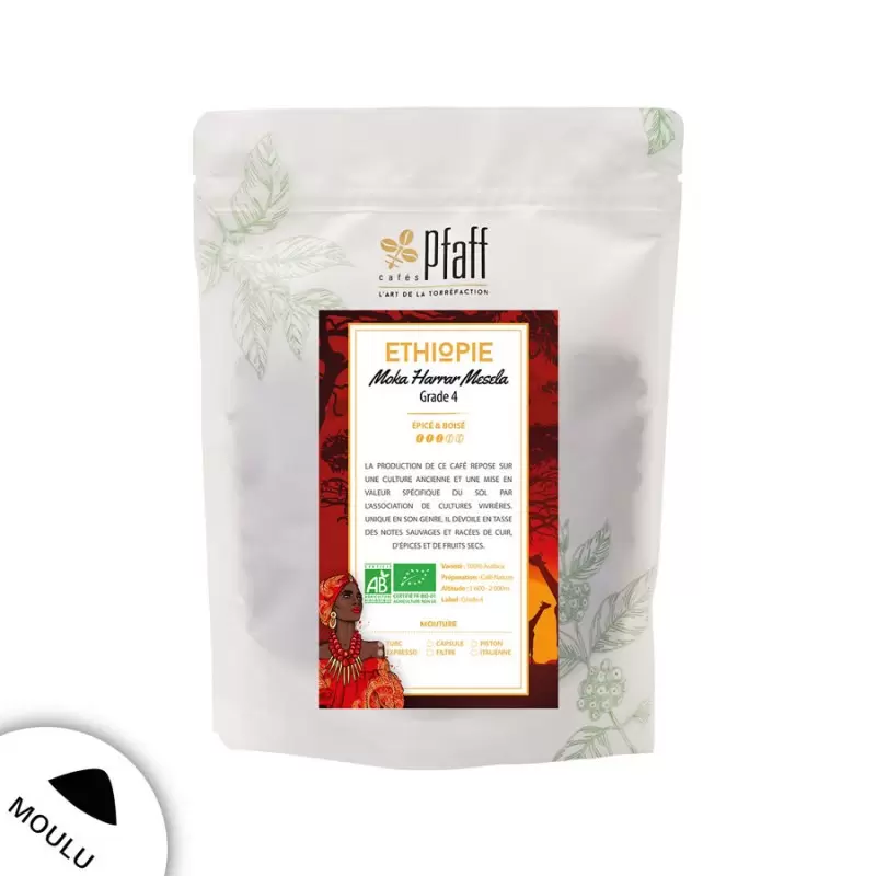 Éthiopie - Moka Harrar Mesela Bio - Café Moulu 1 Éthiopie - Moka Harrar Mesela Bio - Café Moulu