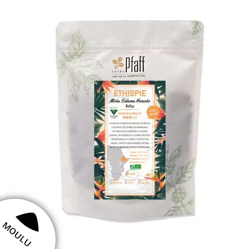 Éthiopie - Moka Sidama Nensebo Q2 Bio - Café Moulu 1 Éthiopie - Moka Sidama Nensebo Q2 Bio - Café Moulu